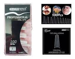 Tips Ballerina Con Sonrisa Escalon Cherimoya Ultra Fina Uñas Cristal x 100 Unidades