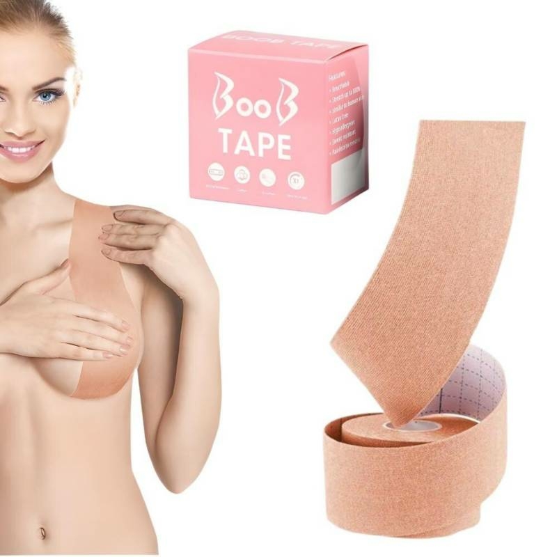Cinta Levanta Busto Adhesiva 5 Mts Largo Corpiño Color Beige