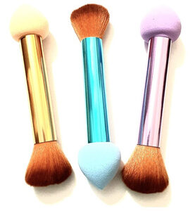 Brocha Doble Para Maquillaje Brocha Polvo + Esponja Base