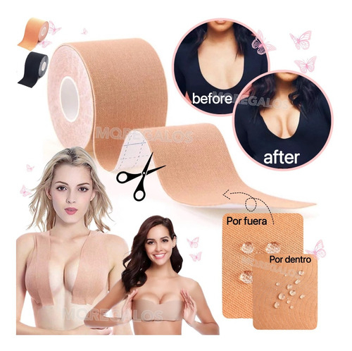 Cinta Levanta Busto Adhesiva 5 Mts Largo Corpiño Color Beige - Imagen 3
