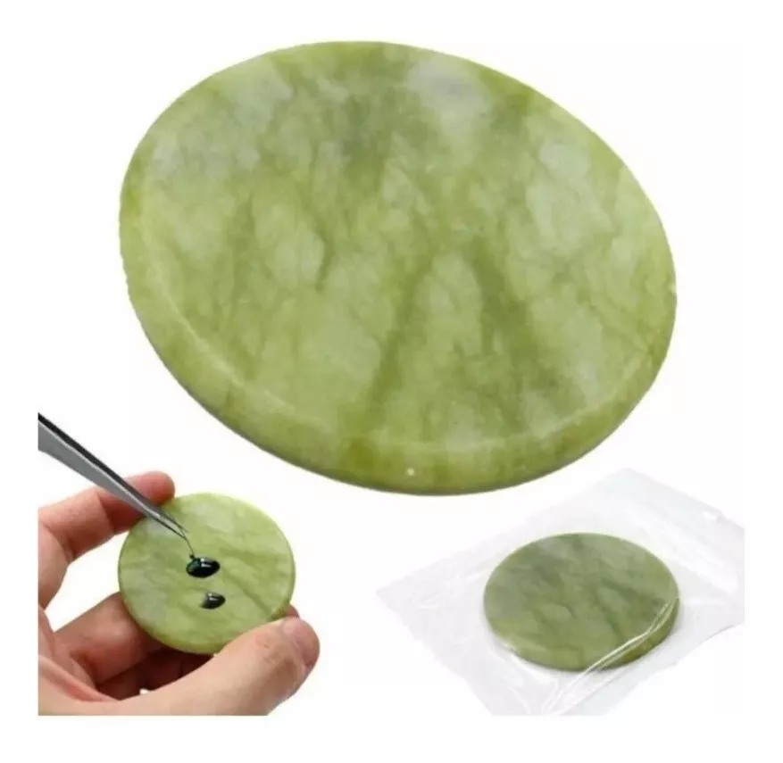 Piedra Jade Verde Porta Pegamento Extensiones De Pestañas - Imagen 2