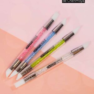 Pincel Silicona  Doble Punta Con Strass x 4 Unidades  Cherimoya