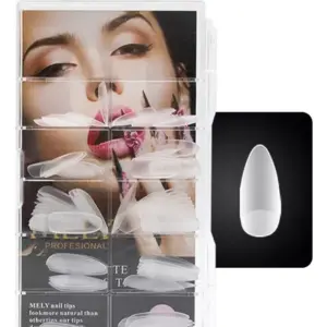 Tips Uñas Postizas Gel Press On Transparente Matte Curvo Soft Gel Ovalados X 100 MELY