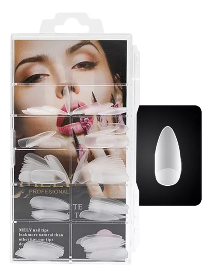 Tips Uñas Postizas Gel Press On Transparente Matte Curvo Soft Gel Ovalados X 100 MELY