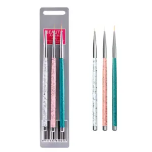Set 3 Pinceles Liner Beauty Punta Fina Decoración Uñas Arte