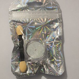 Polvo Holografico Con Glitter y Aplicador Color Plata
