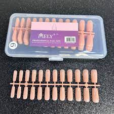 240 Tips Coffin Press On Marca Mely En Estuche Plastico Cuadrados Nude